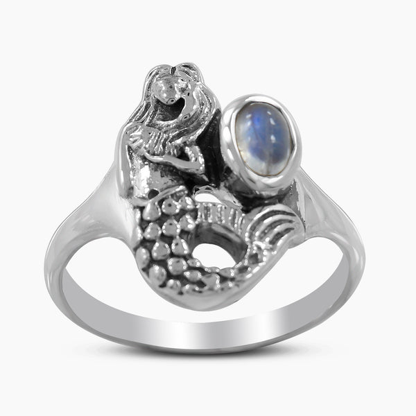 Rainbow Moonstone Silver Rings