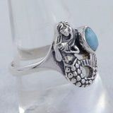 Rainbow Moonstone Gemstone Sea Nymph Design Silver Ring