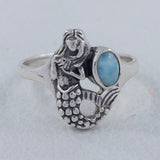 Rainbow Moonstone Gemstone Sea Nymph Design Silver Ring