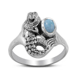 Rainbow Moonstone Gemstone Sea Nymph Design Silver Ring