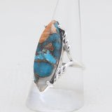 Spiny Oyster Turquoise Silver Rings