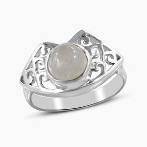Rainbow Moonstone Silver Rings