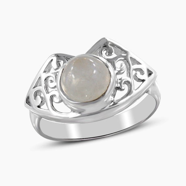 Rainbow Moonstone Silver Rings