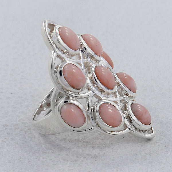 925 Sterling Silver Pink Opal Rings