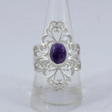 Natural Rainbow Moonstone Silver Rings