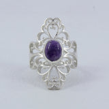 Natural Rainbow Moonstone Silver Rings
