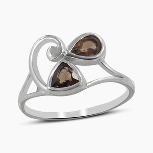 Natural Smoky Quartz Silver Rings