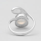Rainbow Moonstone Silver Adjustable Rings