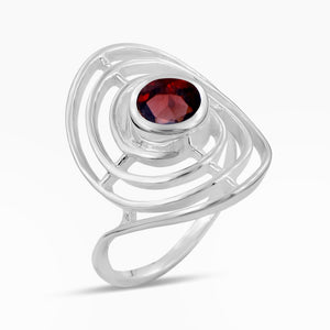 Natural Garnet Silver Rings