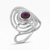 Natural Garnet Silver Rings