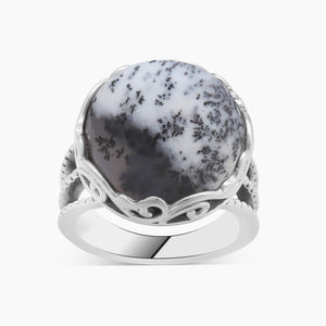 Dendritic Opal Silver Rings