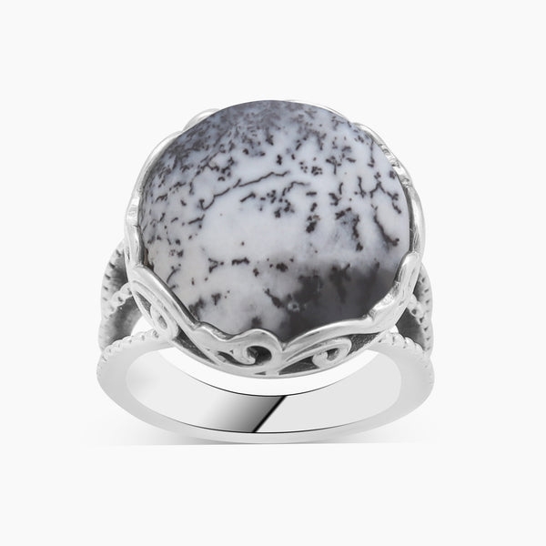 Dendritic Opal Silver Rings
