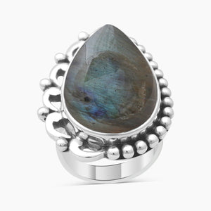 Natural Labradorite Silver Rings