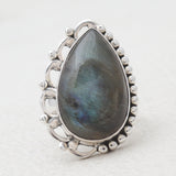 Natural Labradorite Silver Rings