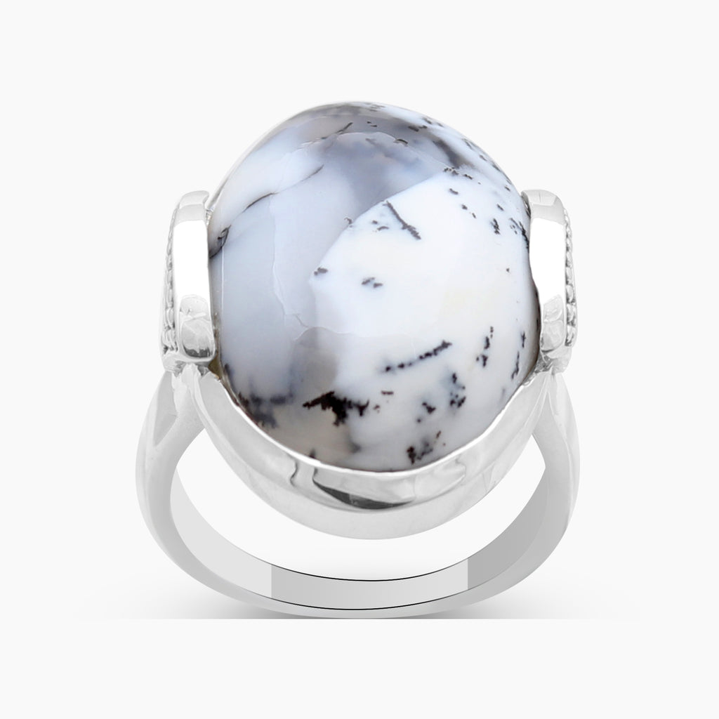 925 sterling Silver Dendritic Opal Rings