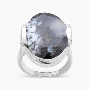 925 sterling Silver Dendritic Opal Rings