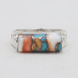 Spiny Oyster Turquoise Silver Rings