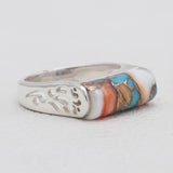 Spiny Oyster Turquoise Silver Rings