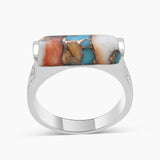 Spiny Oyster Turquoise Silver Rings