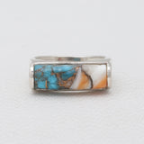 Spiny Oyster Turquoise Silver Rings