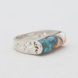 Spiny Oyster Turquoise Silver Rings