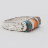 Spiny Oyster Turquoise Silver Rings