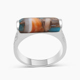 Spiny Oyster Turquoise Silver Rings