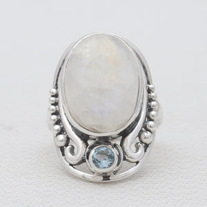 Rainbow Moonstone Silver Rings
