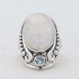 Rainbow Moonstone Silver Rings