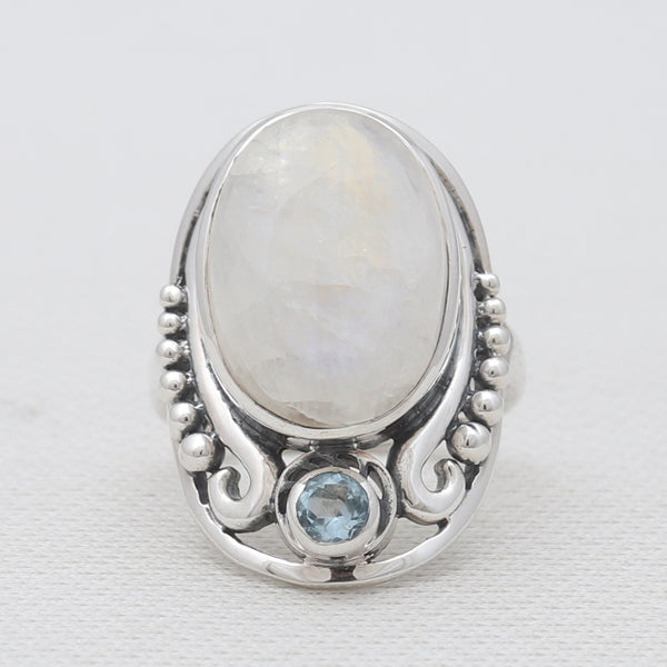 Rainbow Moonstone Silver Rings