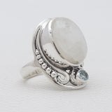 Rainbow Moonstone Silver Rings
