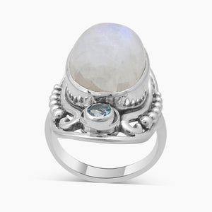 Rainbow Moonstone Silver Rings