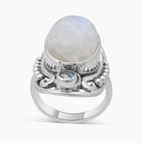 Rainbow Moonstone Silver Rings