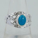 Mexican Turquoise 925 Sterling Silver Hammered Ring