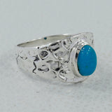 Mexican Turquoise 925 Sterling Silver Hammered Ring