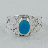 Mexican Turquoise 925 Sterling Silver Hammered Ring