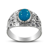 Mexican Turquoise 925 Sterling Silver Hammered Ring