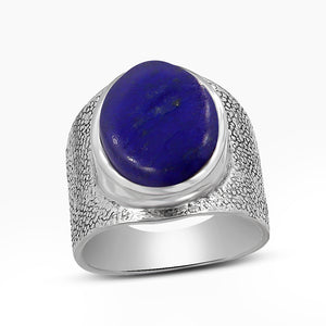 Natural Lapis Lazuli Silver Rings