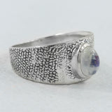 Rainbow Moonstone Silver Ring