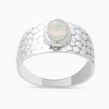 Blue Rainbow Moonstone Silver Rings