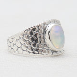 Blue Rainbow Moonstone Silver Rings