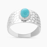 Blue Rainbow Moonstone Silver Rings