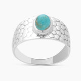 Blue Rainbow Moonstone Silver Rings