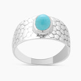 Blue Rainbow Moonstone Silver Rings