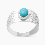 Blue Rainbow Moonstone Silver Rings