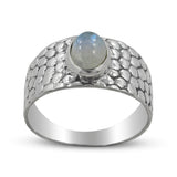 Blue Rainbow Moonstone Ring