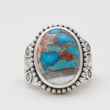 Turquoise Spiny Oyster Silver Rings