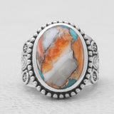 Turquoise Spiny Oyster Silver Rings