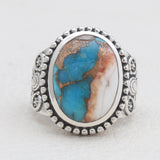 Turquoise Spiny Oyster Silver Rings