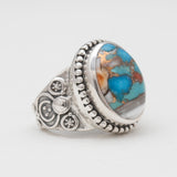 Turquoise Spiny Oyster Silver Rings
